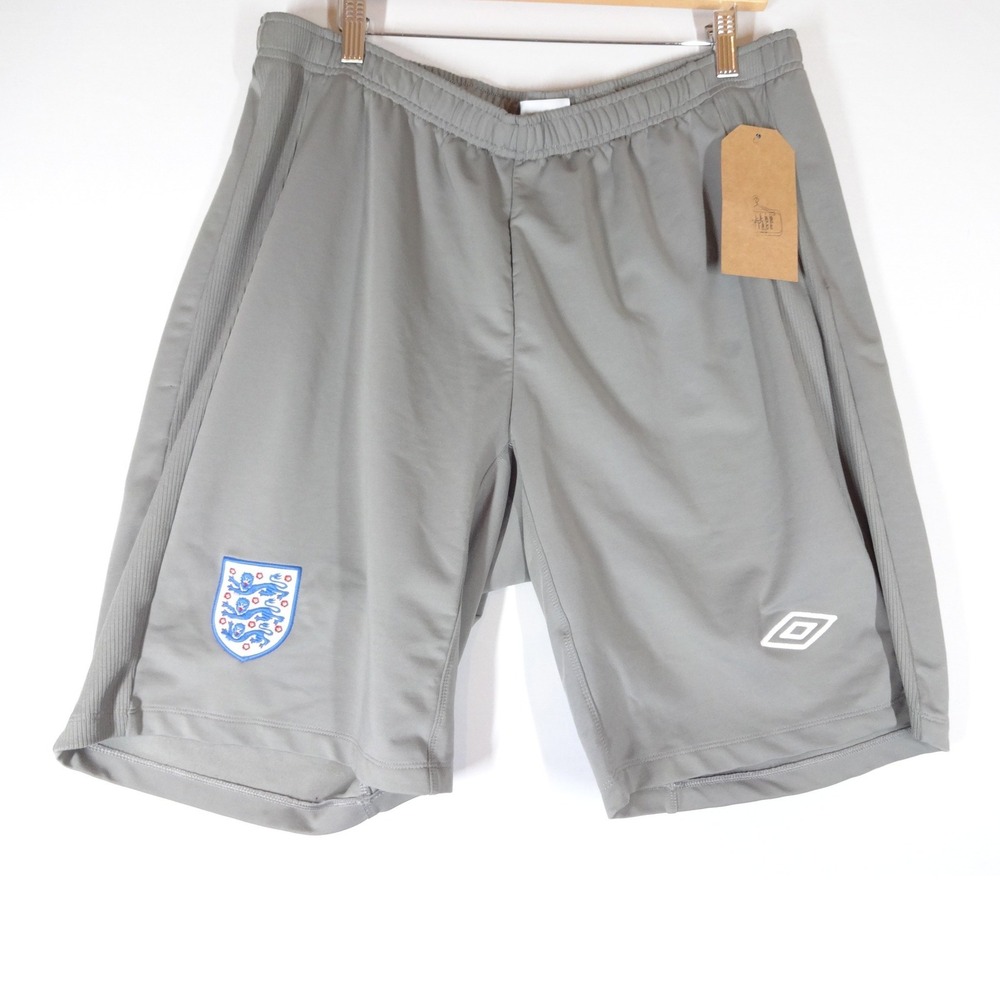 Umbro 2012 Football Shorts Mens XL Grey England Three Lions Vintage Sportswear